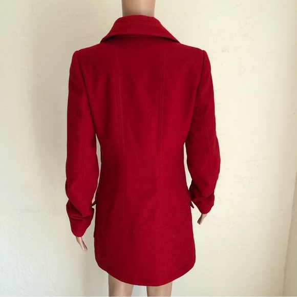 MNG Red Wool Blend Trench Winter Coat Jacket Casual Sportswear Women’s Size M - Picture 2 of 16